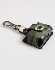 Dolce & Gabbana Multicolor Camouflage Leather Metal Accessory  Airpods Case