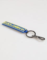 Dolce & Gabbana Blue Yellow DG Rubber Logo Silver Men's Keychain  Keyring
