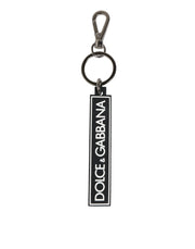 Dolce & Gabbana Black White DG Rubber Logo Silver Men's Holder Keyring