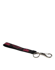 Dolce & Gabbana Black Burgundy Nylon DG Logo Crown Holder Keychain Keyring