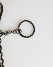 Dolce & Gabbana Black Red Military Leather Patch DG Logo Keychain Keyring