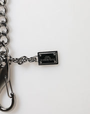 Dolce & Gabbana Black Red Military Leather Patch DG Logo Keychain Keyring