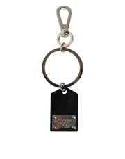Dolce & Gabbana Black Sint Glass Plaque DG Logo Metal PlateKeychain Keyring