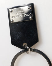 Dolce & Gabbana Black Sint Glass Plaque DG Logo Metal PlateKeychain Keyring