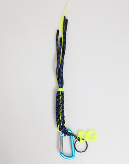 Dolce & Gabbana Blue Yellow Leather Tape String DG Logo Keychain Keyring