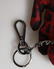 Dolce & Gabbana Red Black Polyester Animal Silhouette Bag Keychain Keyring
