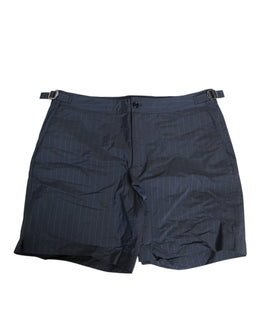 Dolce & Gabbana Navy Blue Polyester Pinstripe Men Shorts Swimwear