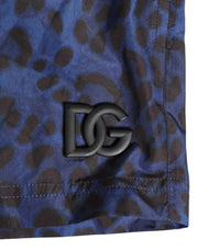 Dolce & Gabbana Blue Leopard Print Polyester Elastic Waistband Swimwear