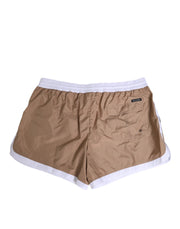 Dolce & Gabbana Brown White Polyester Re-Edition Shorts Swimwear