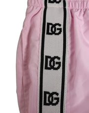 Dolce & Gabbana Pink Nylon Logo Side Stripe Beachwear Men Swimwear