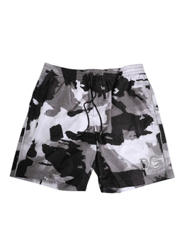 Dolce & Gabbana Black White Camouflage DG Logo Men Swimwear