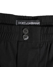 Dolce & Gabbana Black Cotton Elastic Waistband Button Swimwear