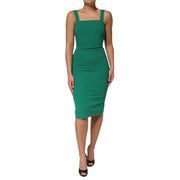 Dolce & Gabbana Dark Green Sleeveless Rayon Bodycon Dress