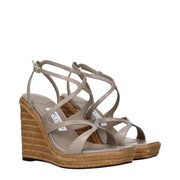 Jimmy Choo Gray Leather Wedge Sandals
