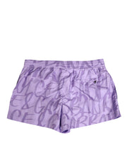 Dolce & Gabbana Purple DG Logo Print Nylon Men Shorts Swimwear