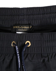 Dolce & Gabbana Black Nylon Side Logo Tape Shorts Swimwear