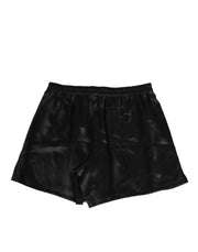 Dolce & Gabbana Black Silk Satin Elastic Men Boxer Short Swimwear