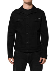 Dolce & Gabbana Black Cotton Denim Stretch Giubbotto Jacket