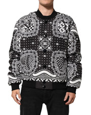 Dolce & Gabbana Black White Bandana Print Bomber Jacket