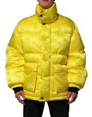 Dolce & Gabbana Yellow Nylon Logo Puffer Bomber Men Jacket