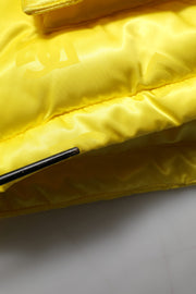 Dolce & Gabbana Yellow Nylon Logo Puffer Bomber Men Jacket
