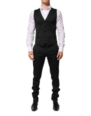 Dolce & Gabbana Black 3 Piece Brocade Jacquard Suit MARTINI