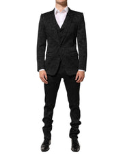 Dolce & Gabbana Black 3 Piece Brocade Jacquard Suit MARTINI