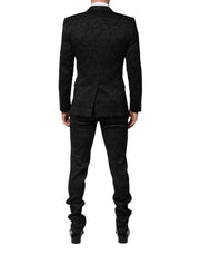 Dolce & Gabbana Black 3 Piece Brocade Jacquard Suit MARTINI