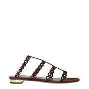 Aquazzura Brown Leather Flat Sandals