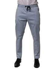 Dolce & Gabbana Light Blue Cotton Drawstring Elastic Waist Men Pants