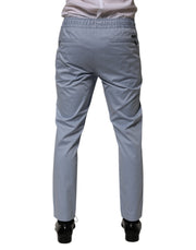 Dolce & Gabbana Light Blue Cotton Drawstring Elastic Waist Men Pants