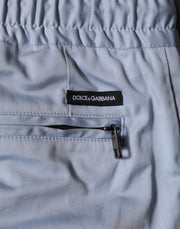Dolce & Gabbana Light Blue Cotton Drawstring Elastic Waist Men Pants