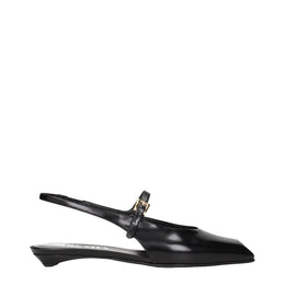 Prada Black Leather Flat Sandals