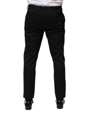 Dolce & Gabbana Black Cotton Tapered Men Formal Trousers Pants