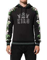 Dolce & Gabbana KING Black Orchid Floral Crown Logo Hoodie Sweater