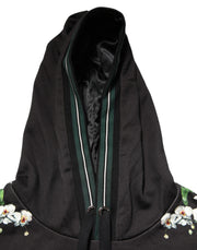 Dolce & Gabbana KING Black Orchid Floral Crown Logo Hoodie Sweater