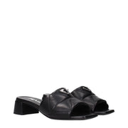 Prada Black Leather Flat Sandals