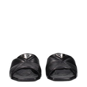 Prada Black Leather Flat Sandals