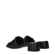 Prada Black Leather Flat Sandals