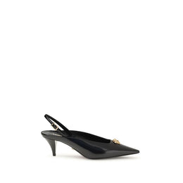 Versace Black Leather Mid Heel Pumps