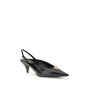 Versace Black Leather Mid Heel Pumps