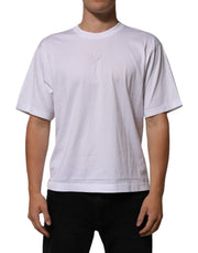 Dolce & Gabbana White Cotton Logo Patch Crew Neck Men T-shirt