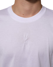 Dolce & Gabbana White Cotton Logo Patch Crew Neck Men T-shirt