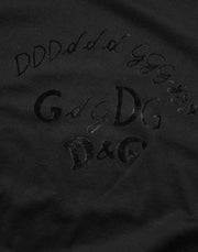 Dolce & Gabbana Black Cotton Velvet Logo Print Men T-shirt