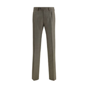 Germano Brown Fleece Wool Casual Pants