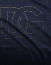 Dolce & Gabbana Dark Blue Cotton DG Logo Print Men’s Top T-shirt