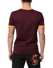 Dolce & Gabbana Burgundy Cotton DG Super King Logo T-Shirt