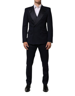 Dolce & Gabbana Black Wool 3 Piece Slim Fit Formal Men Suit