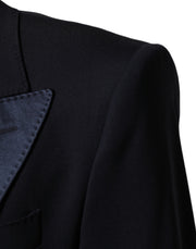 Dolce & Gabbana Black 3 Piece Wool Silk Blend Suit SICILIA