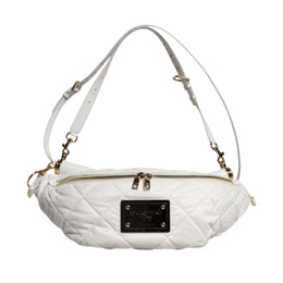 Dolce & Gabbana White Quilted Logo 90's Sicily Belt Waist Fanny Pack Bag